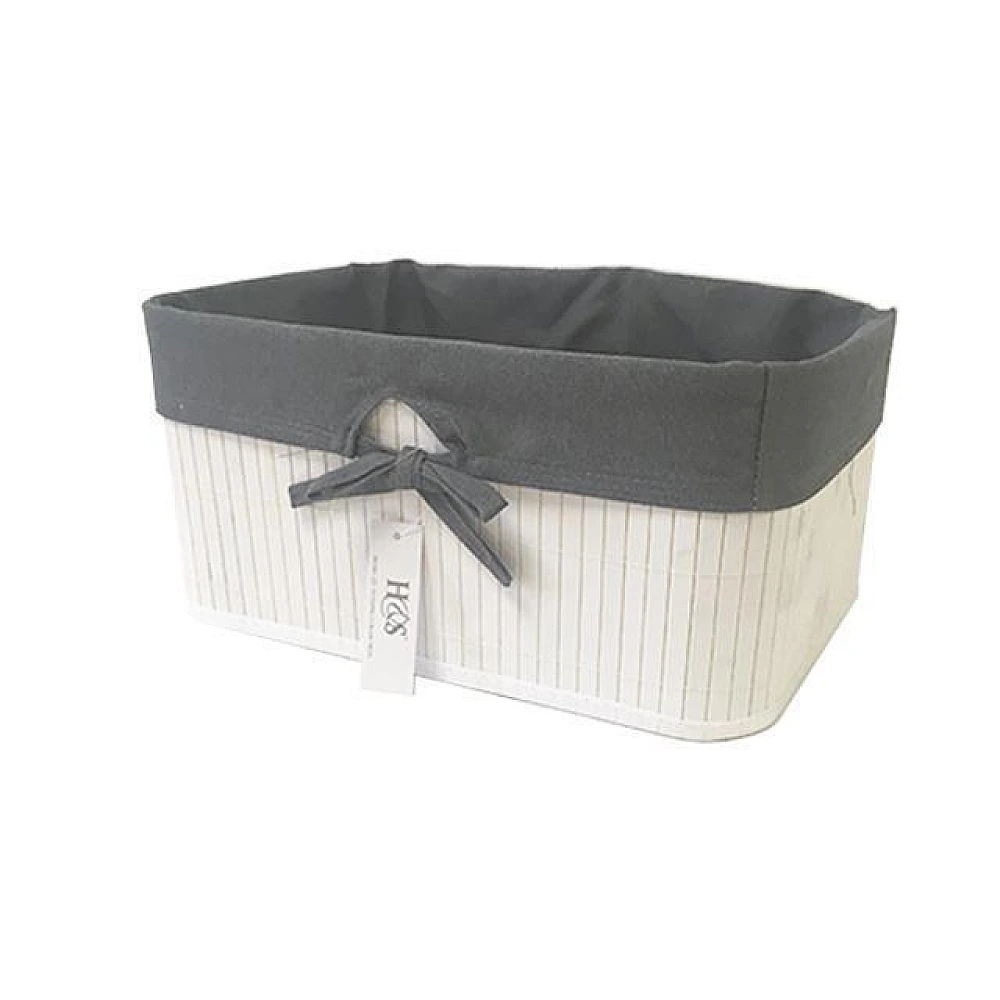 Cos împletit H&S 34X23X16cm alb, cu pânză neagră