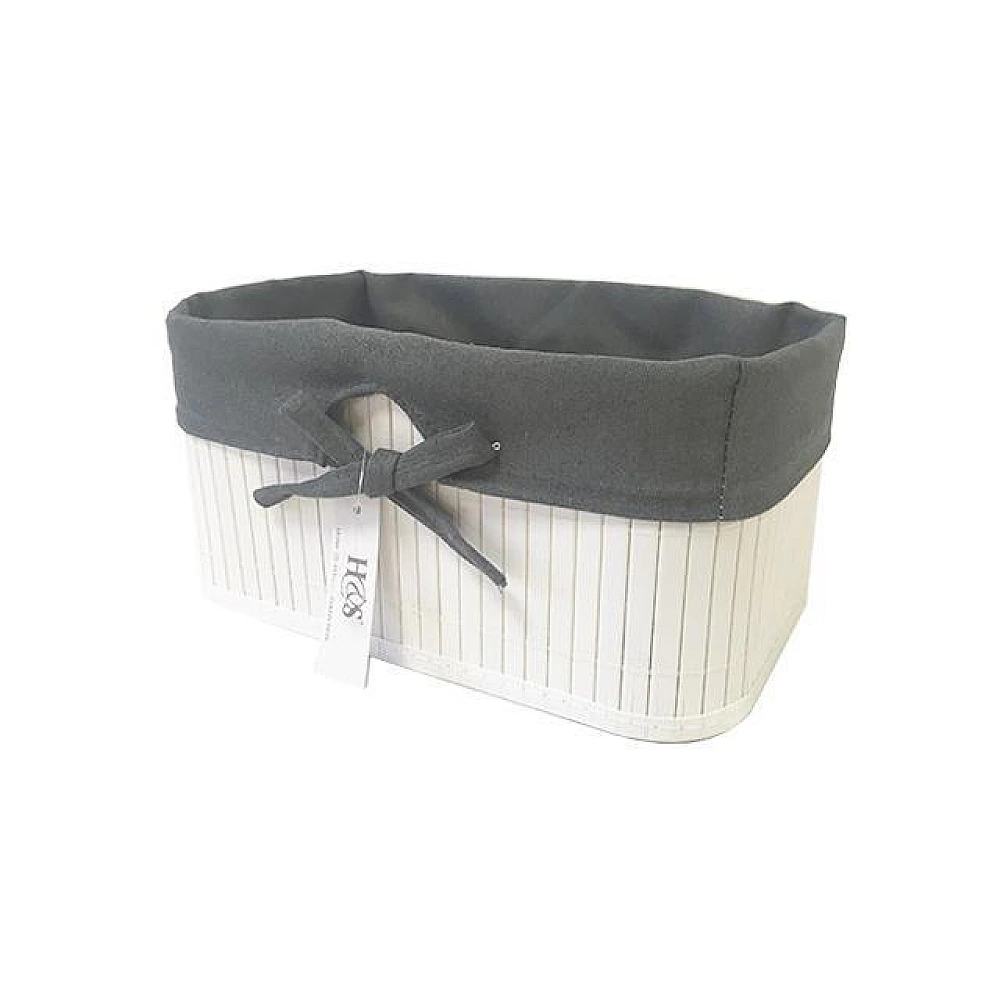 Cos împletit H&S 23.5X13X12cm alb, cu pânză neagră