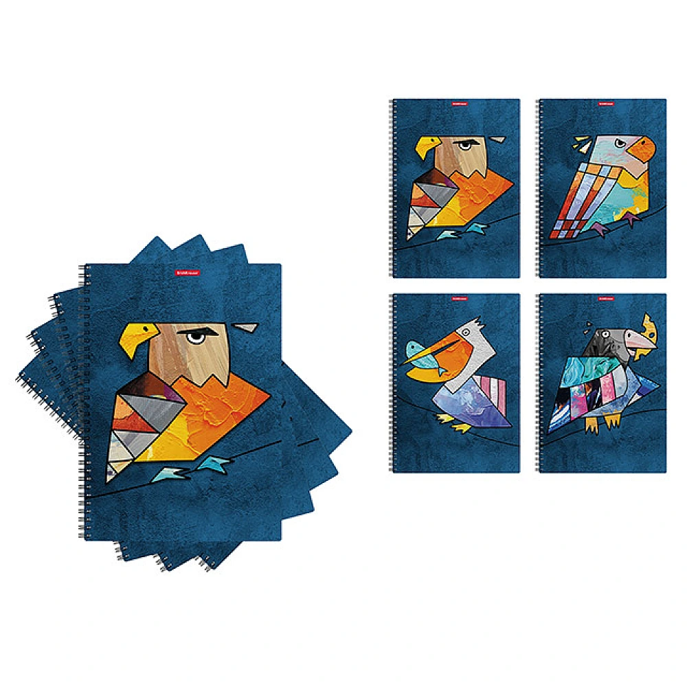 Carnet de notite A5 ErichKrause Birds pe spirala, 80foi, in patrat