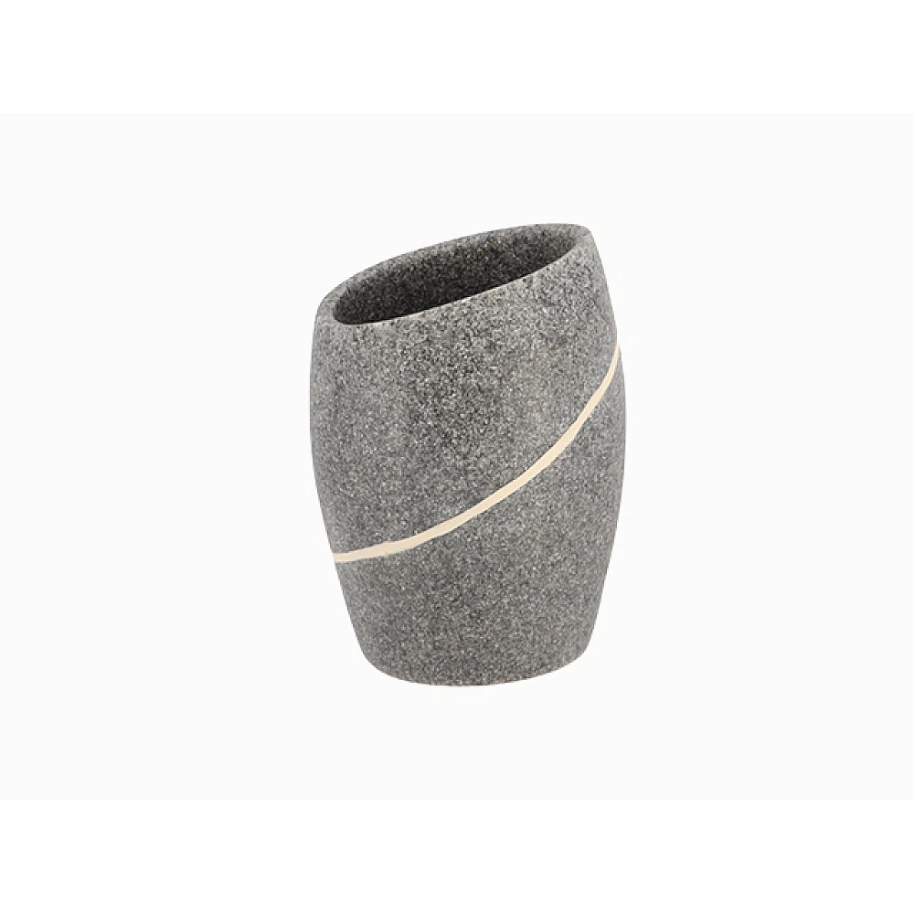 Pahar pentru periute de dinti Tendance Novara Stone Effect 7.2X6.5X9.8cm, polirasina, gri