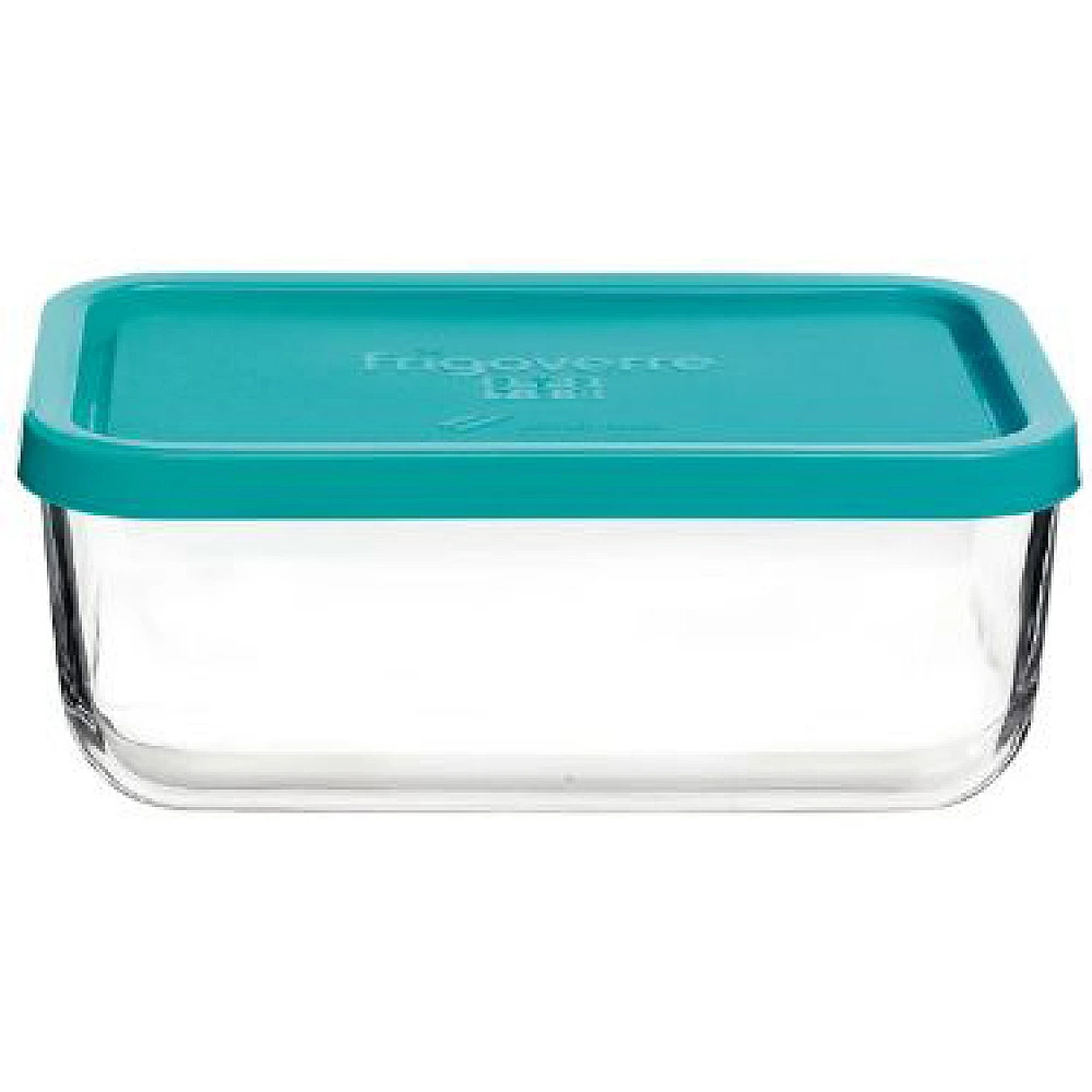 Recipient cu capac Frigovere 1,4L, sticlă, transparent/albastru 
