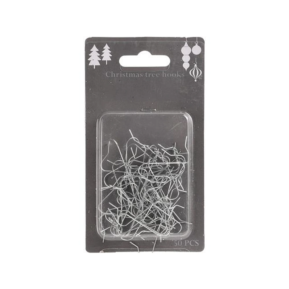 Set carlige pentru decoratiuni 50buc 7X0.1cm, metal, argintii