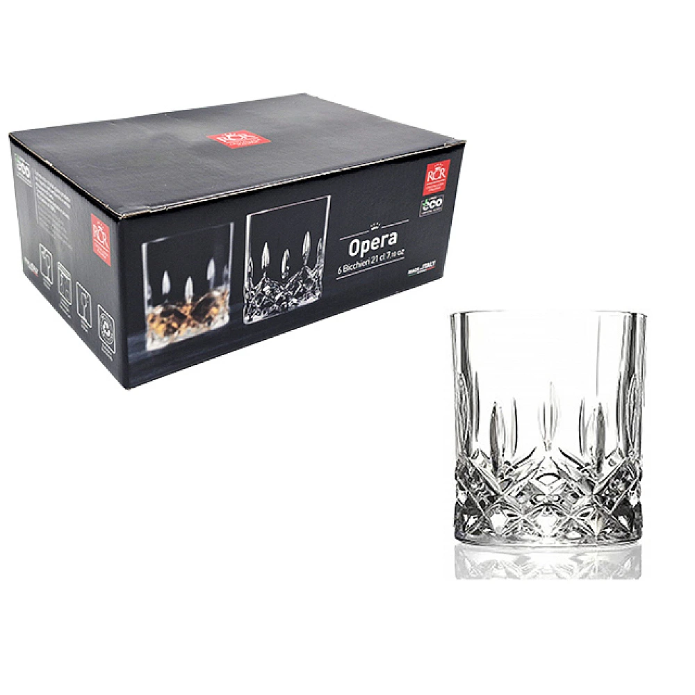 Set 6 pahare whisky tip Tumbler Opera 210ml, cristal
