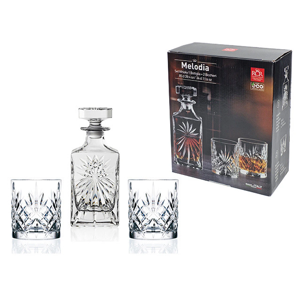 Set carafa 850 ml si 2 pahare pentru whisky 340 ml Melodia