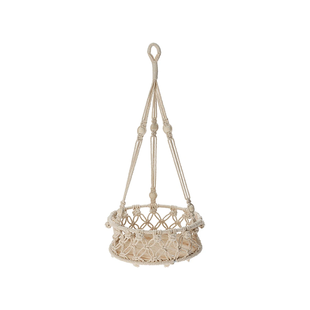 Ghiveci impletit suspendabil D25cm, H60cm, franghie din bumbac