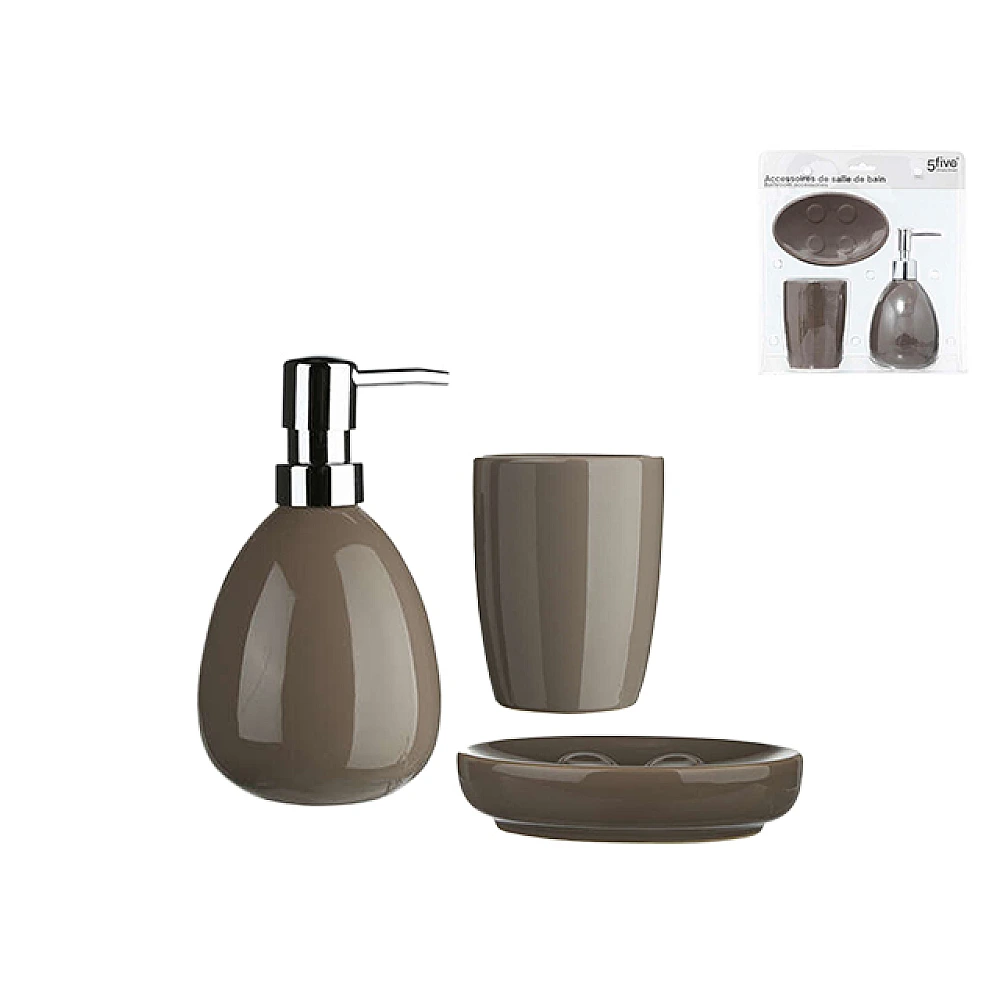 Set pentru baie din ceramică Five Sun, maro, 3unităti