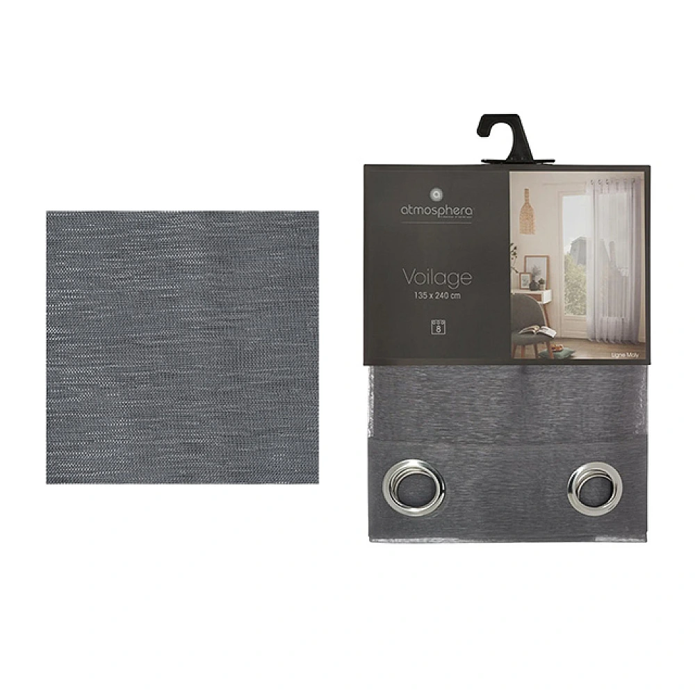 Perdea transparenta 135X240cm Atmosphera Moly, gri, poliester