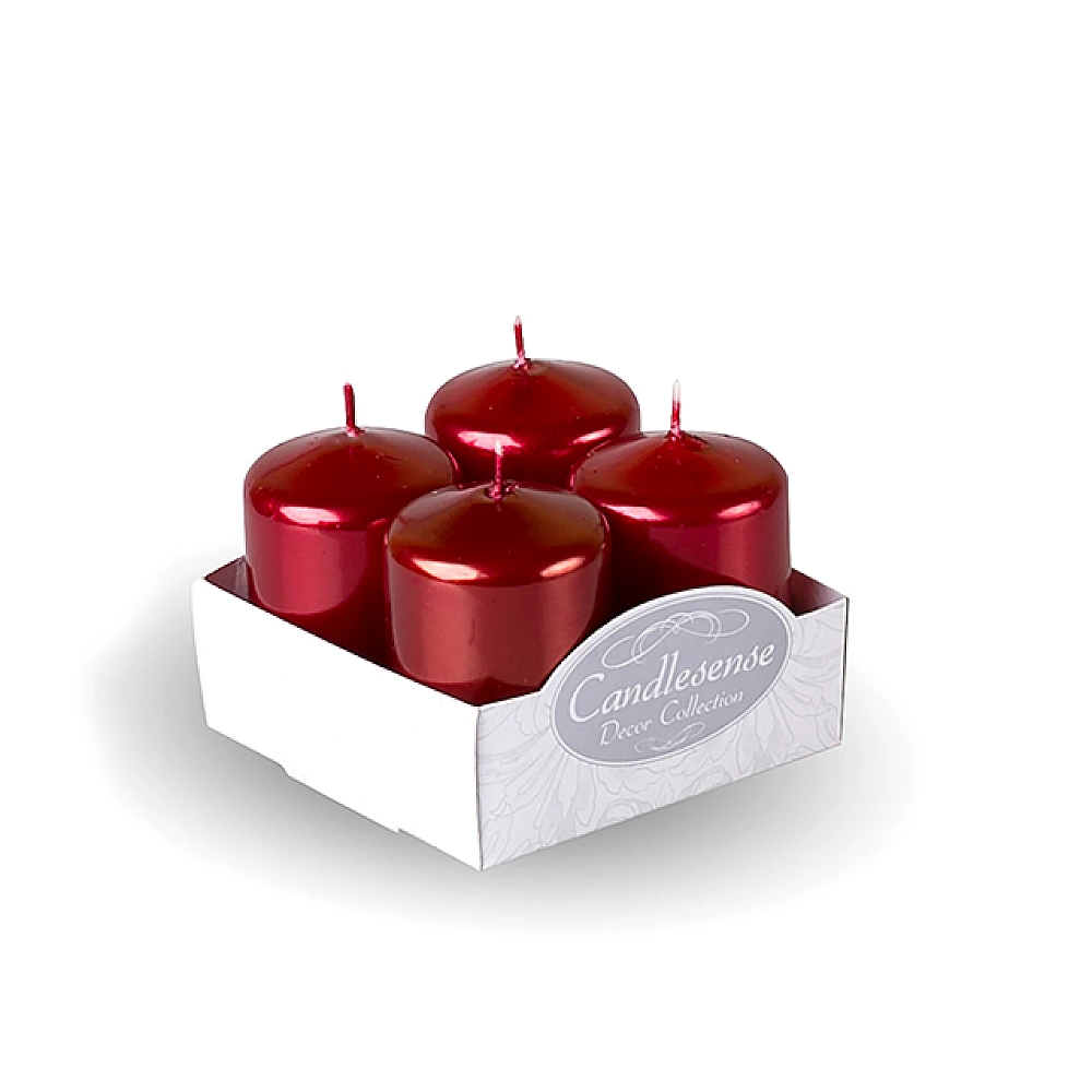 Set lumanari Decor 4buc, 4x6cm, 8ore, metalic bordo