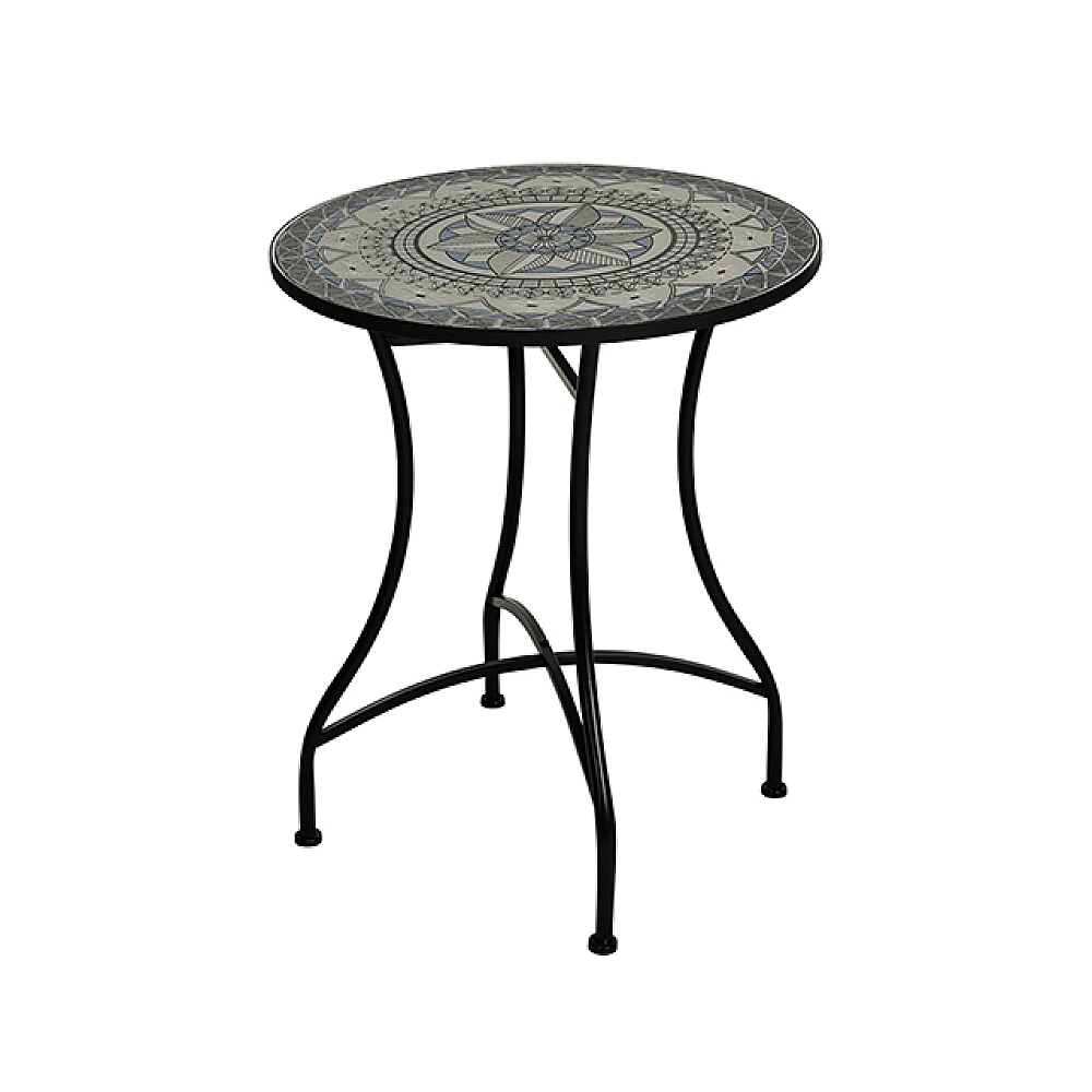 Masa Bistro Mozaic, metal si piatra, D60 cm X 71 cm