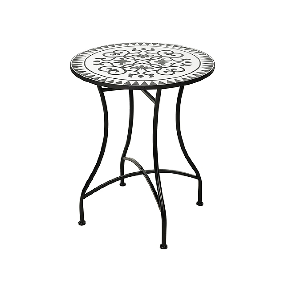 Masa Bistro Mozaic, metal si piatra, D60 cm X 71 cm