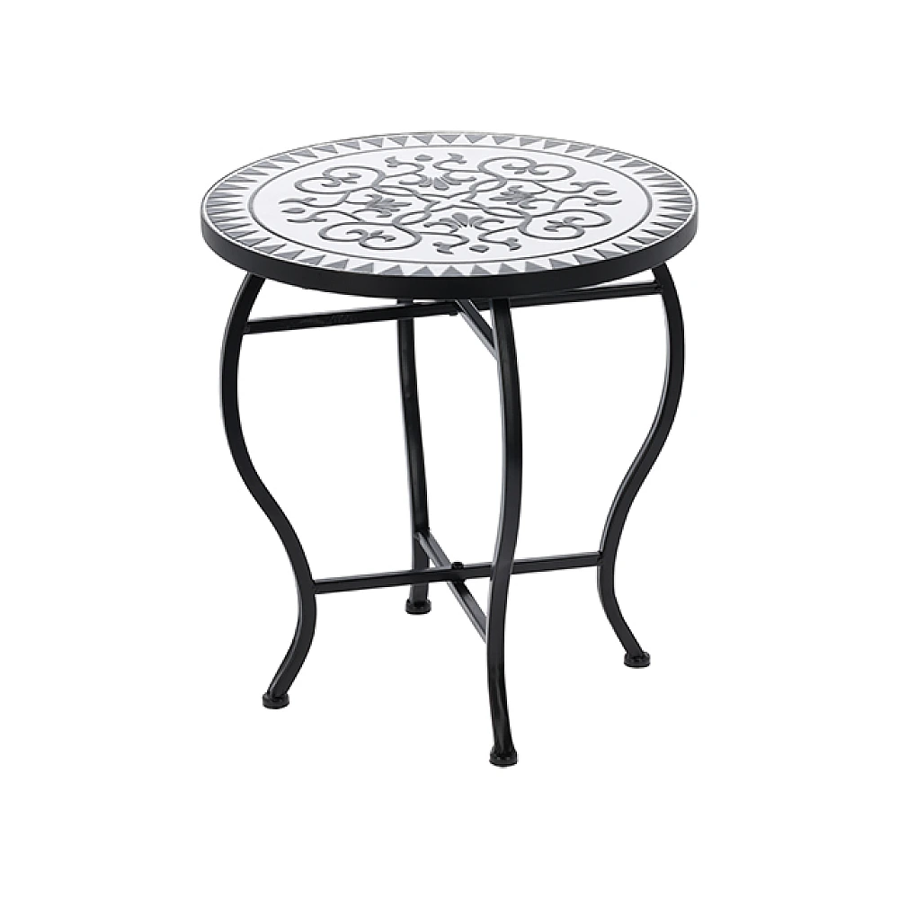 Masa Bistro Mozaic, metal si piatra, D38 cm X 40 cm