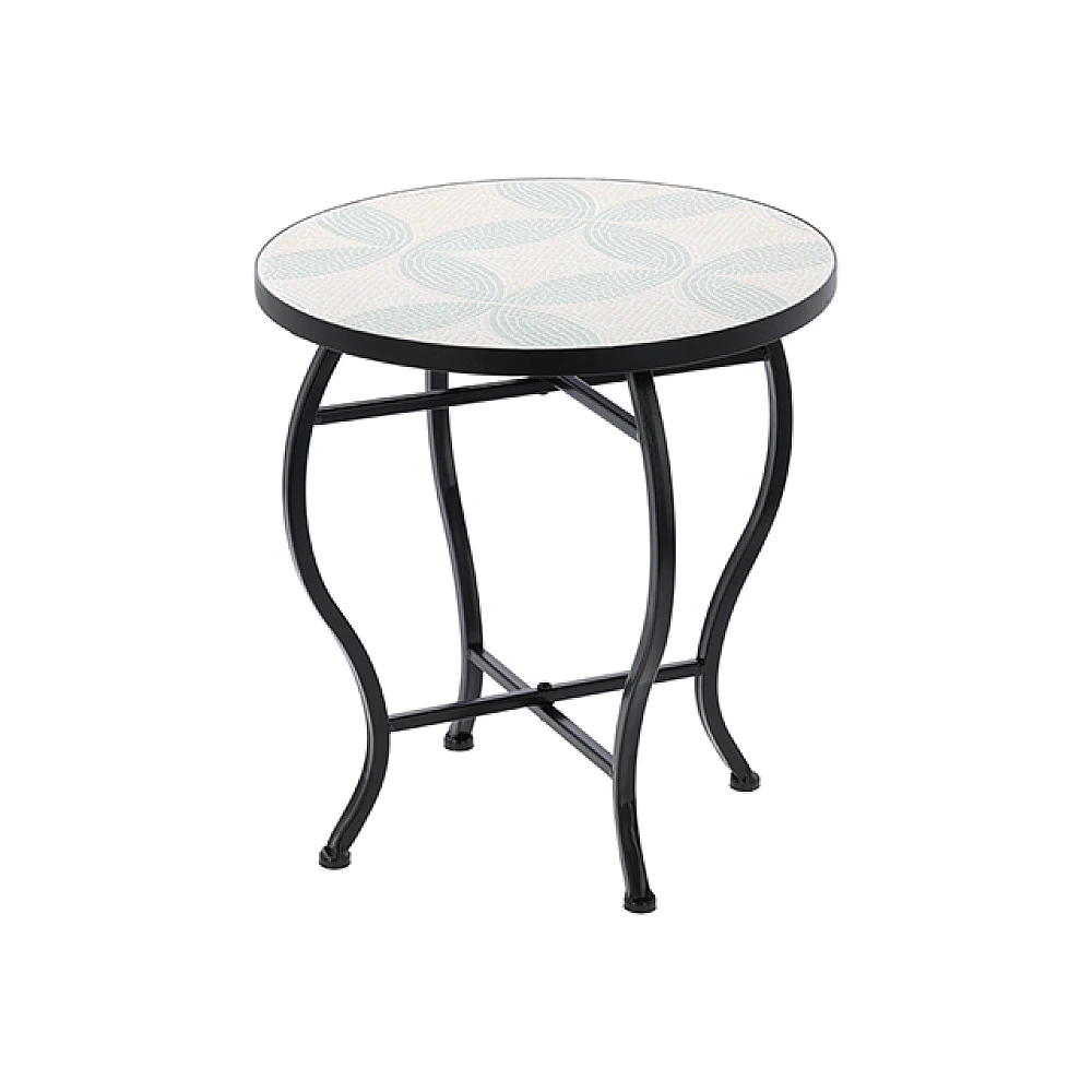 Masa Bistro Mozaic metal H40 cm, blat din piatra D38 cm