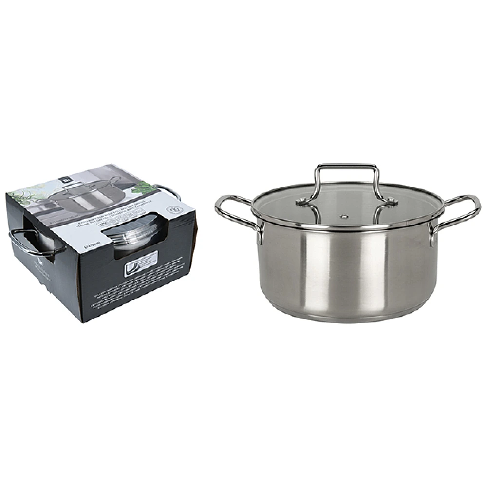 Cratita cu capac din sticla EH 2.75l, D20X10 cm, inox