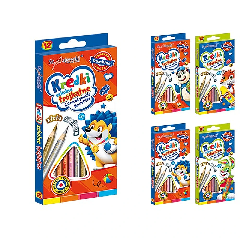 Set creioane colorate 12 buc triunghiulare Bambino