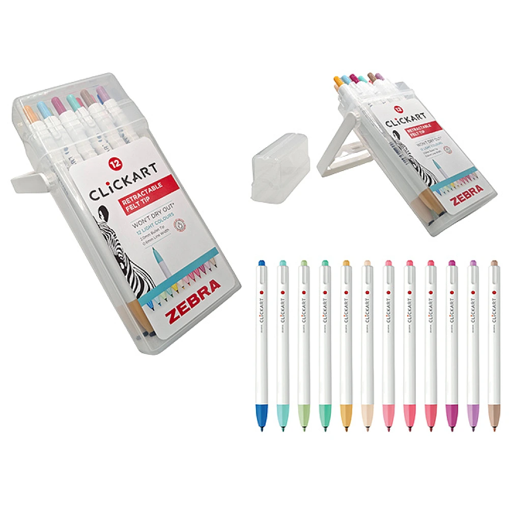 Set marker Light Zebra Clickart, 0.6 mm, 12 culori deschise