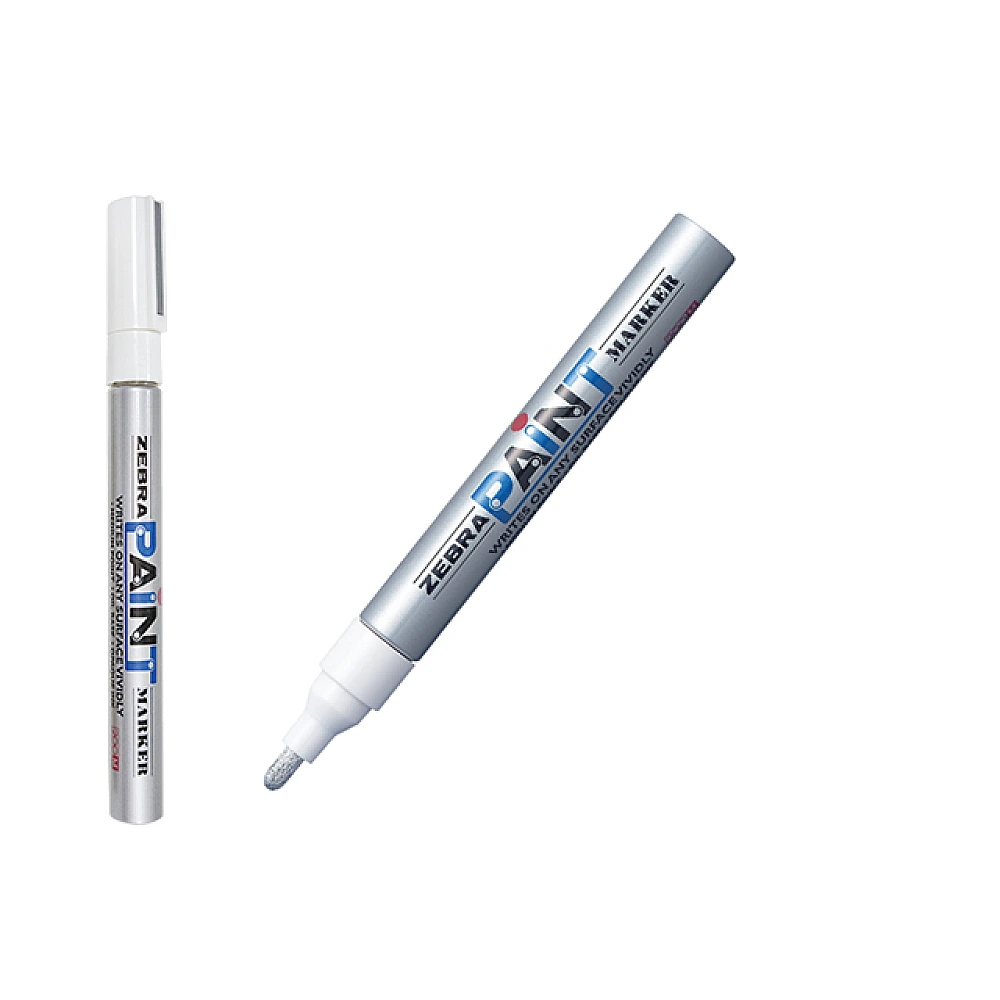 Marker permanent Zebra Paint, alb, 3 mm