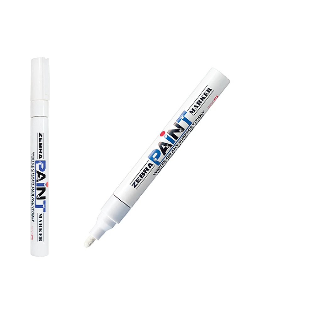 Marker permanent Zebra Paint, alb, 3 mm