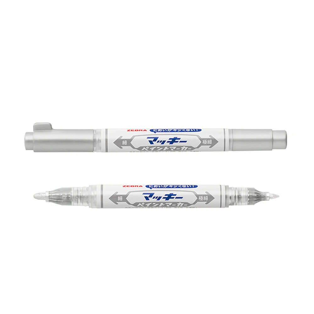 Marker permanent Mckie cu doua fete subtiri Silver, 0.7/1.2 mm