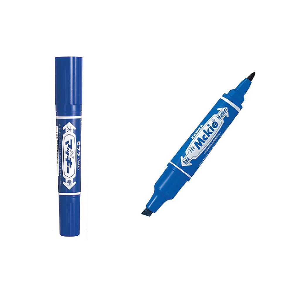 Marker permanent Hi-Mckie cu doua capete, albastru, 2/4 mm