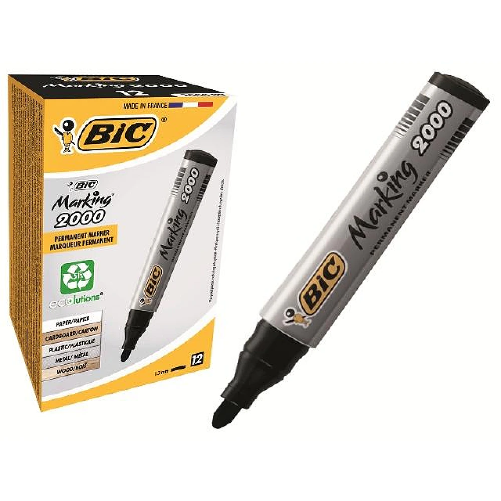 Marker permanent BIC 2000 cu vârf bullet, negru