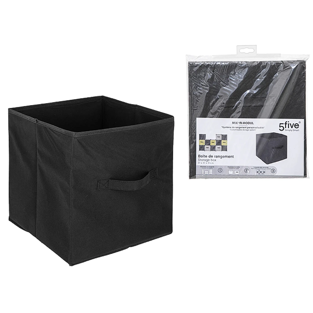 Cutie din textil 5Five Mix N'Modul 31X31X31 cm, negru