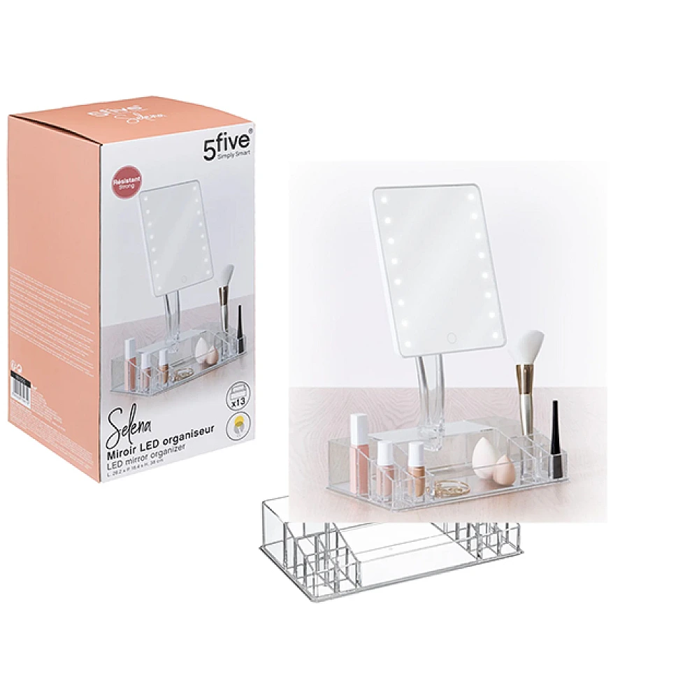 Organizator cosmetic 5Five Selena cu oglinda LED 18.7X18.6X35.5cm