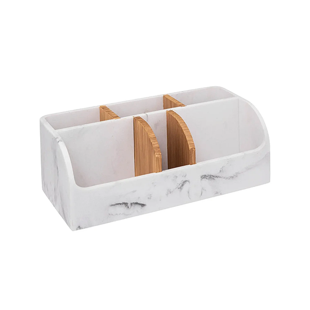 Organizator pentru cosmetica 6 celule 5Five Lea 25.6X12.1X10 cm, alb, polirasina