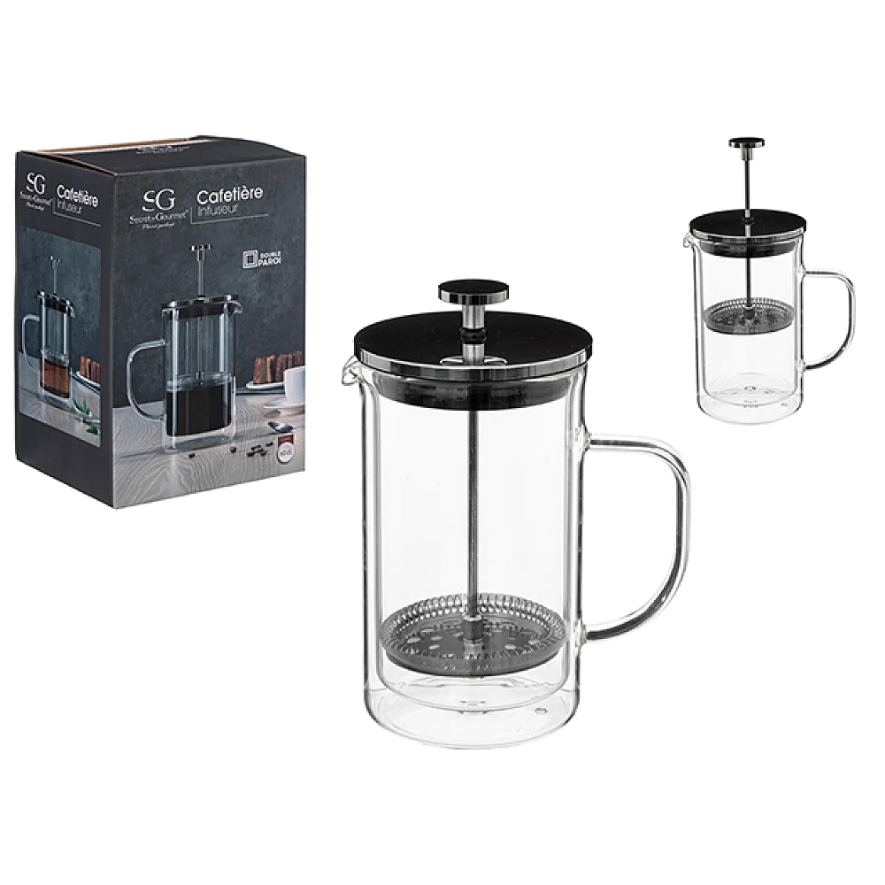 Ceainic pentru infuzie French press cu pereti dubli 0.6 l SG Clea