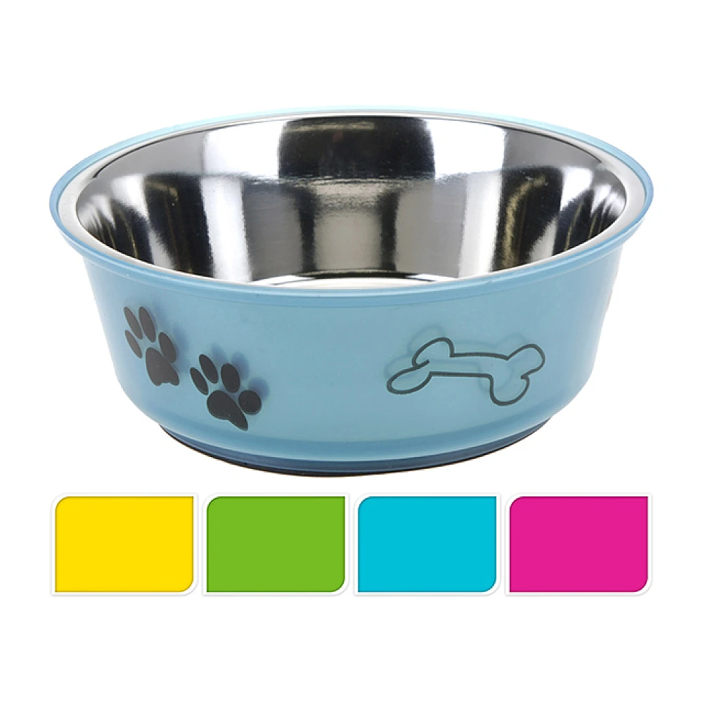 Castron pentru animale Pets 0.75l, 17.5cm, antiderapanta, inox, albastru