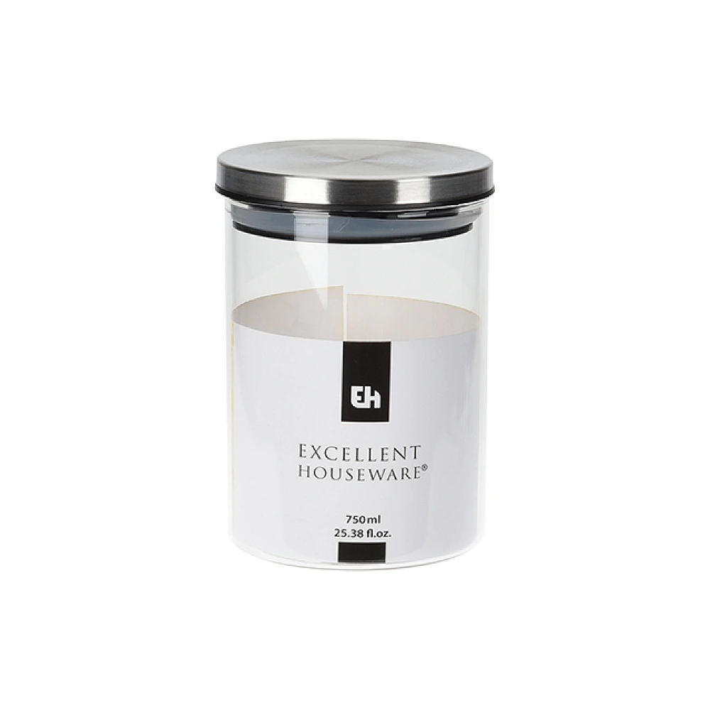 Borcan din sticla EH 0.75l, 14cm, capac din metal