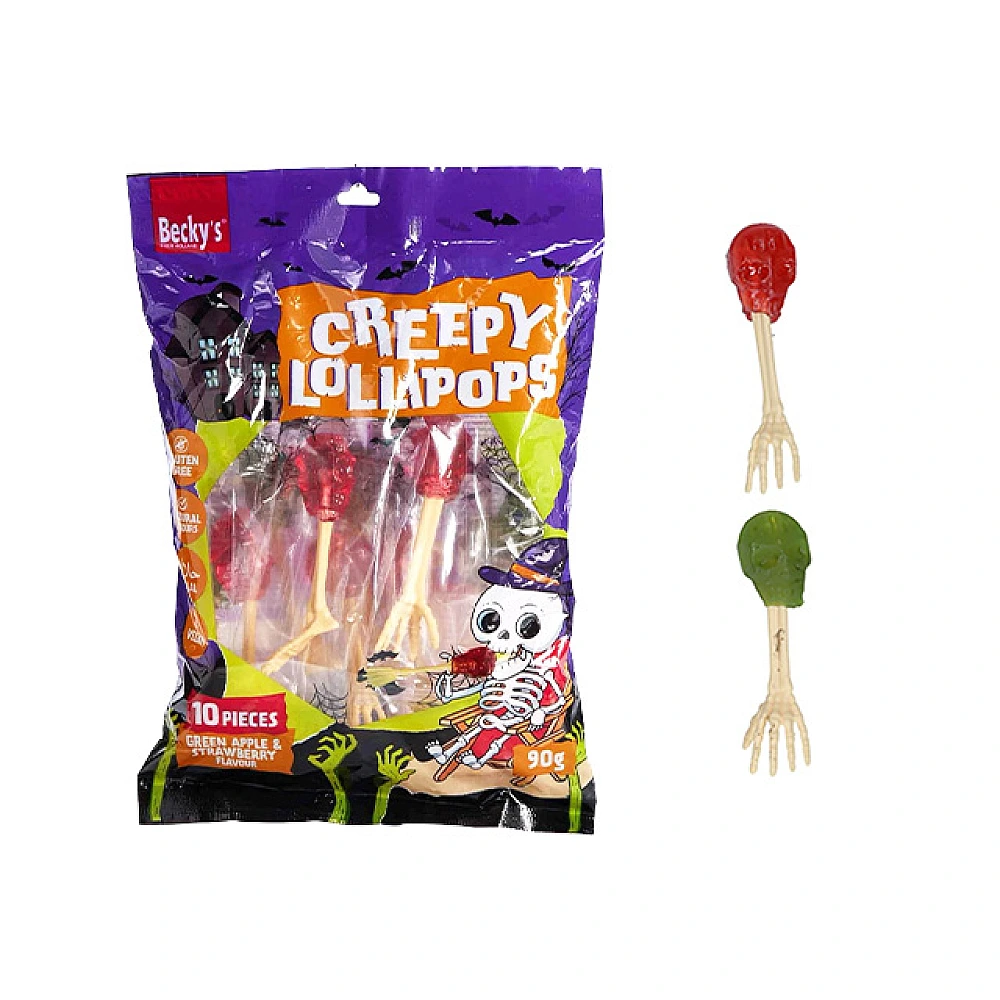 Lollipops Becky's Halloween Creepy Bones 10buc, 100 g