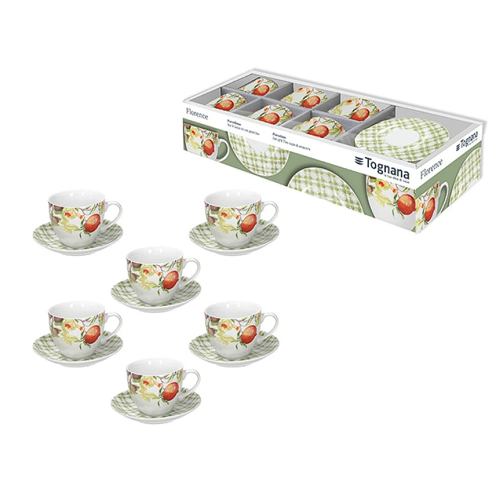 Set 6 căni cu farfurioare Tognana Florence, portelan