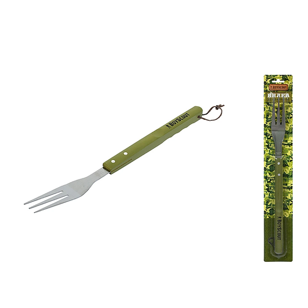 Furculita pentru gratar BoyScout 42cm, inox/lemn