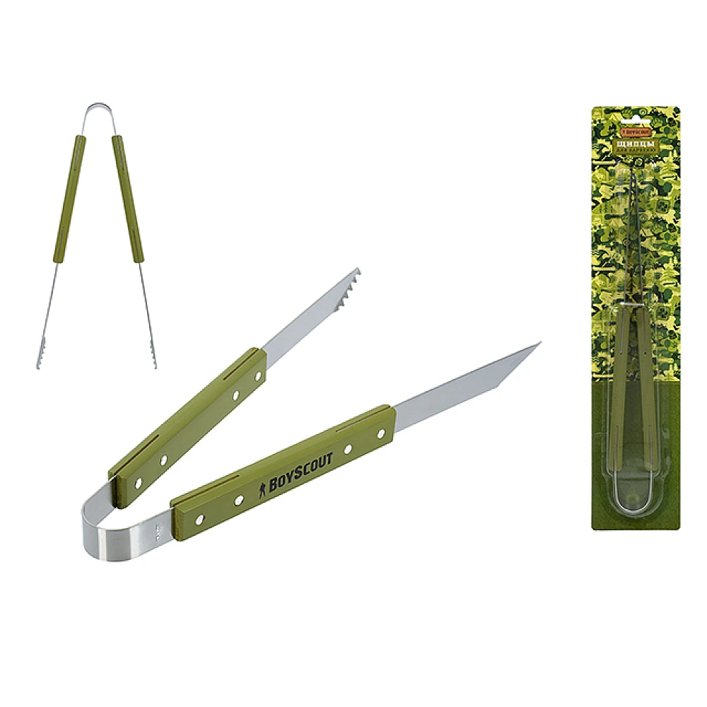 Cleste pentru gratar BoyScout 39cm, inox/lemn