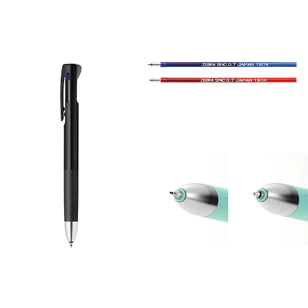 Pix + creion mecanic Zebra Blen Black, 0.7 mm, albastru + rosu
