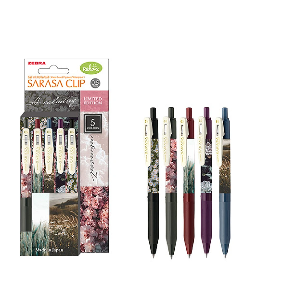 Set pix cu gel Zebra Sarasa Clip Calming moment, 0.5 mm, 5buc
