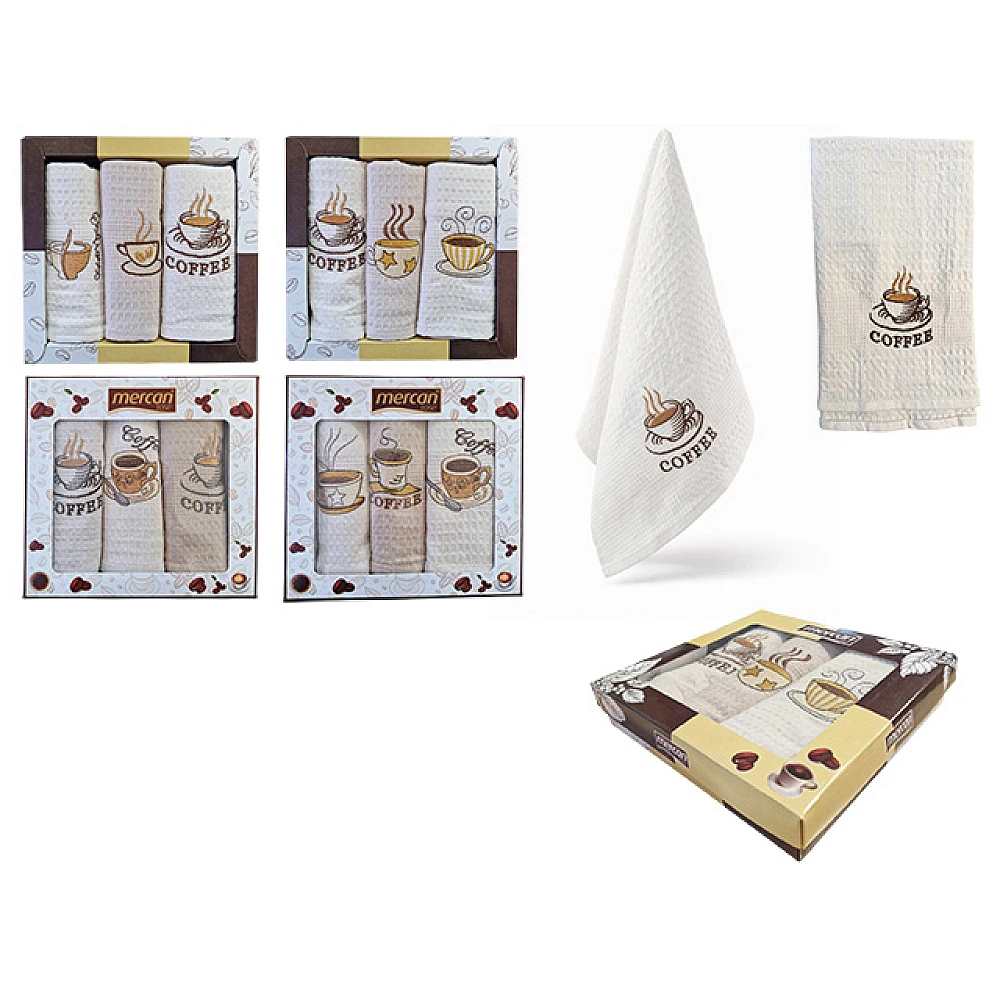 Set prosoape de bucatarie 3buc, 30X50cm NH Coffee, bumbac