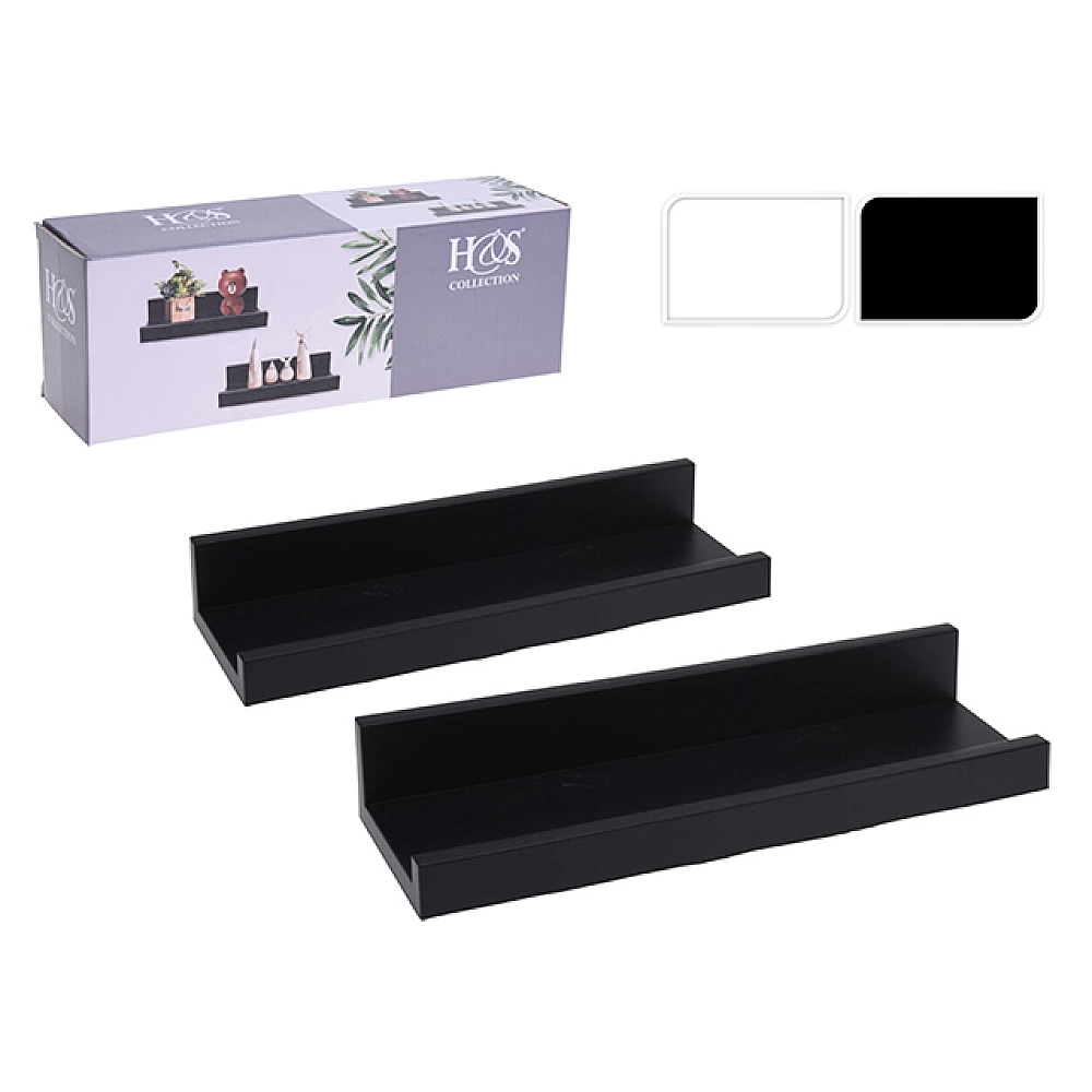 Set rafturi suspendabile 2buc 30X10X5cm, mdf, negru