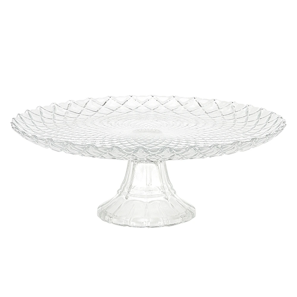 Platou de servire pe piciorus Diamond D26, H9.5cm, sticla