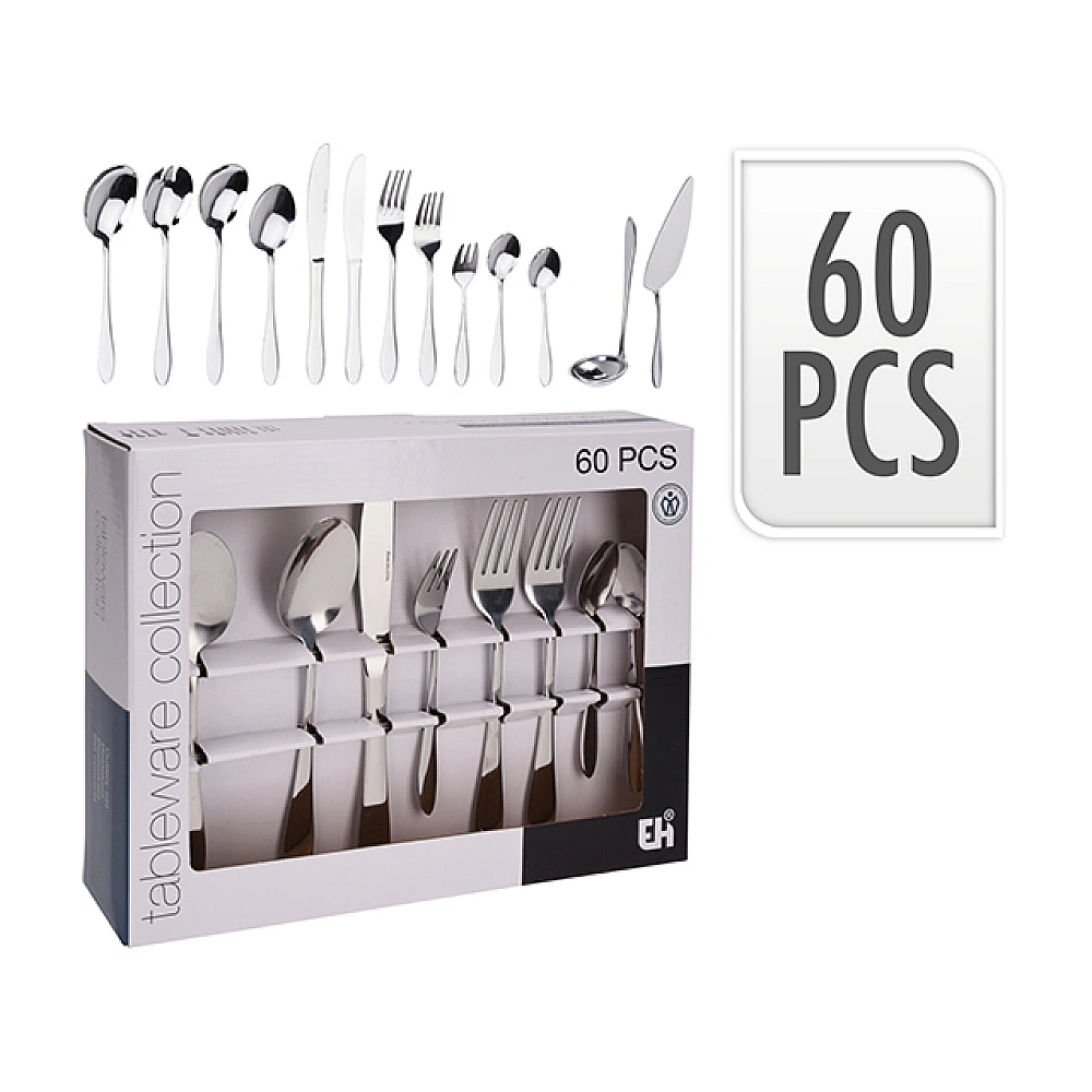 Set tacamuri EH 60buc inox, in cutie