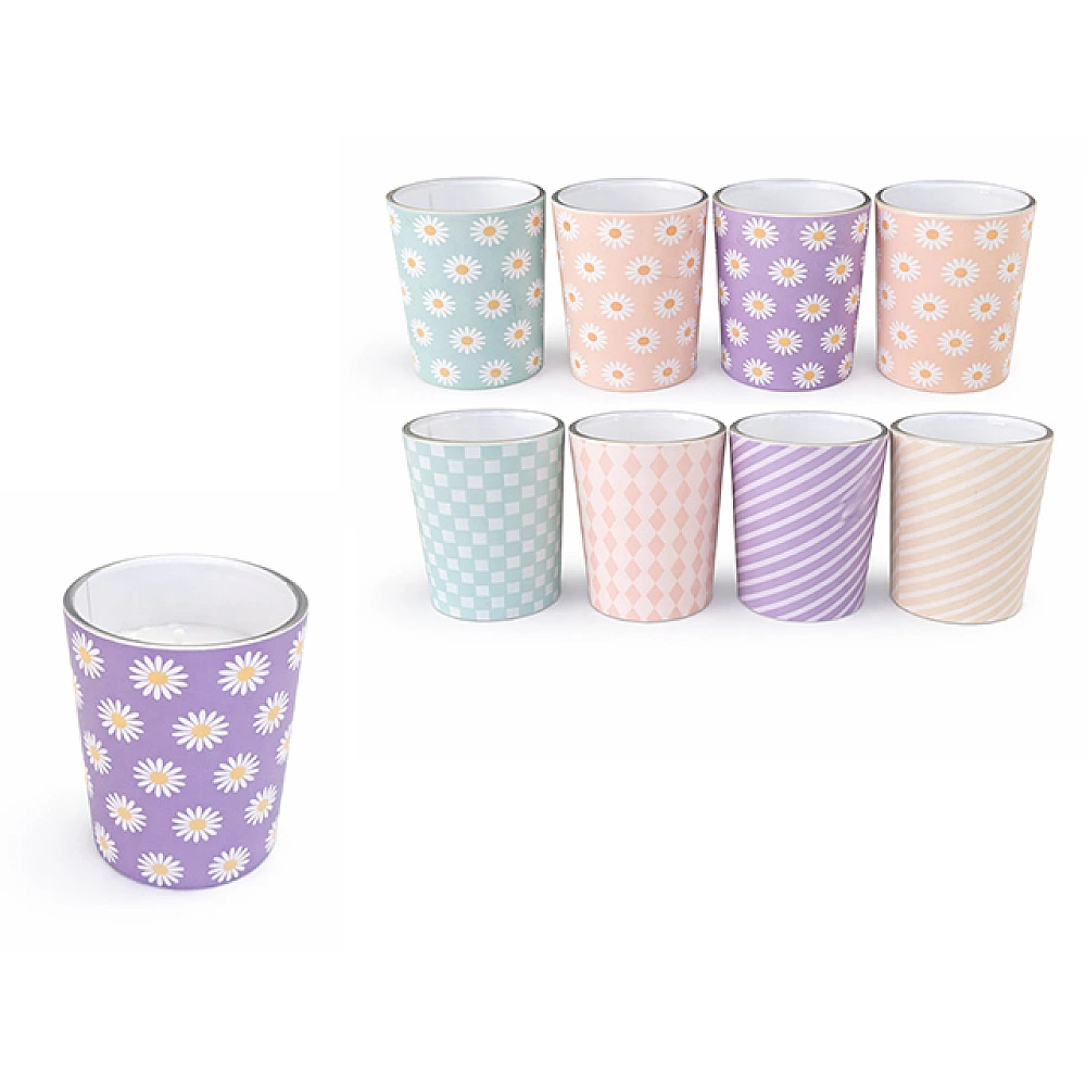 Lumanare cilindrica in pahar D5X6 cm, 8 tipuri