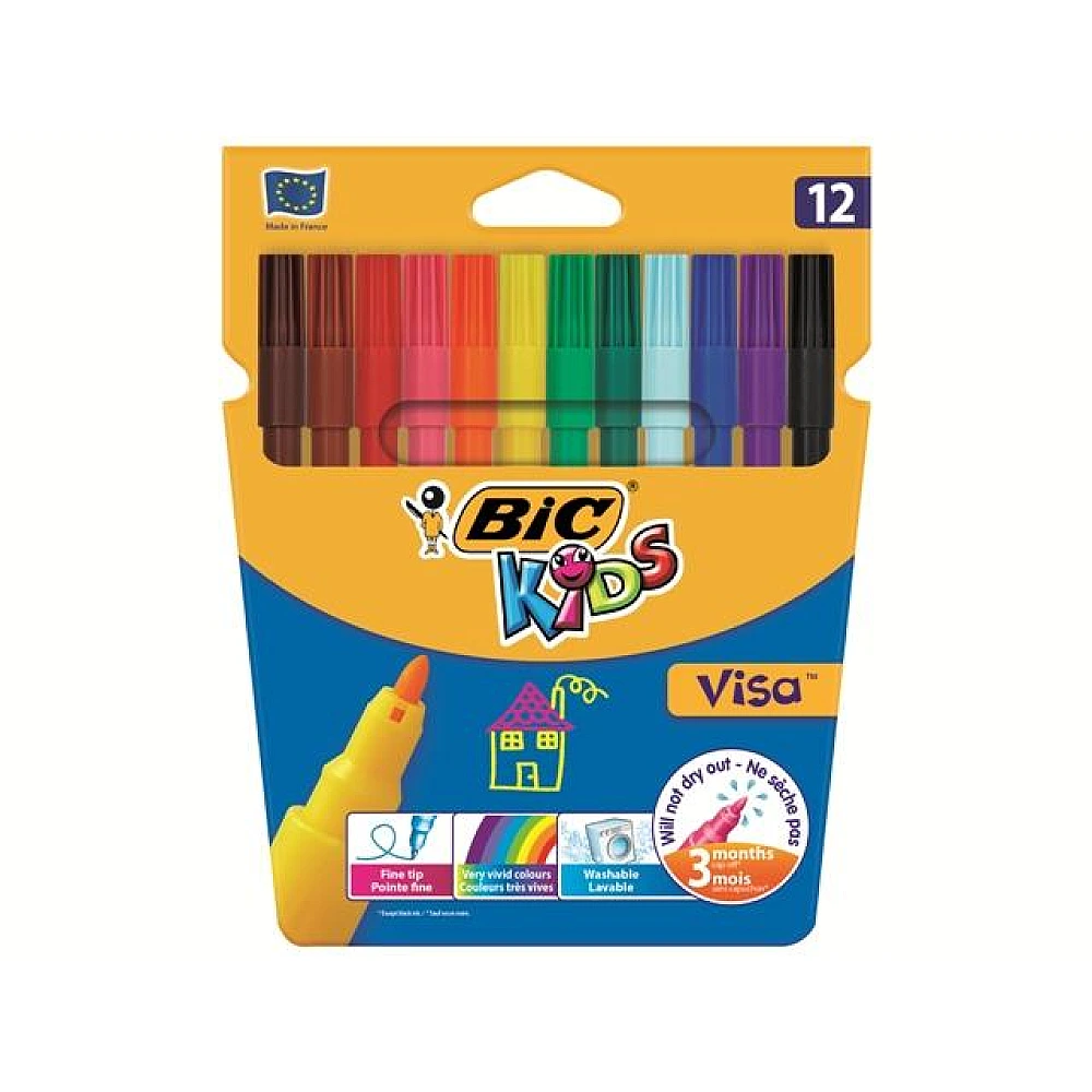 Set de markere lavabile 12 buc BIC Visa
