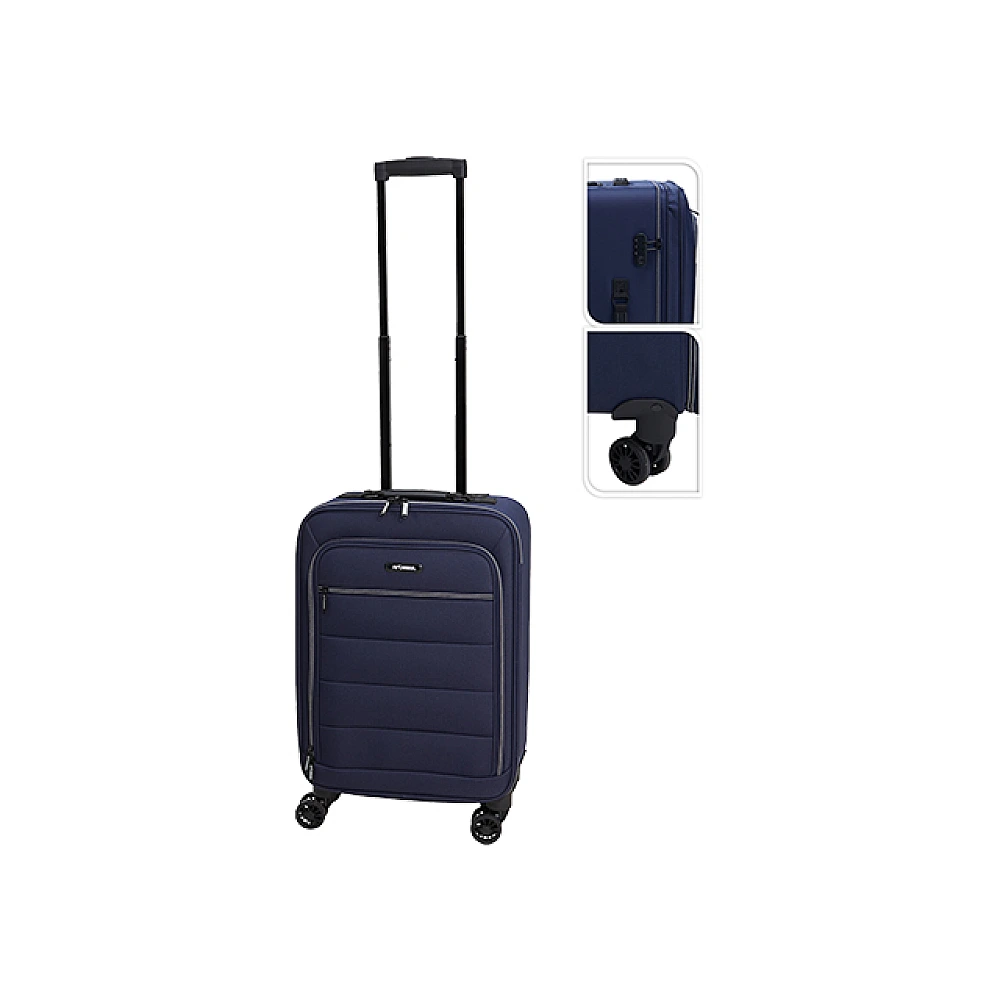 Valiza troller ProWorld 40l 55X35X20 cm, culoarea albastru inchis, poliester  600D