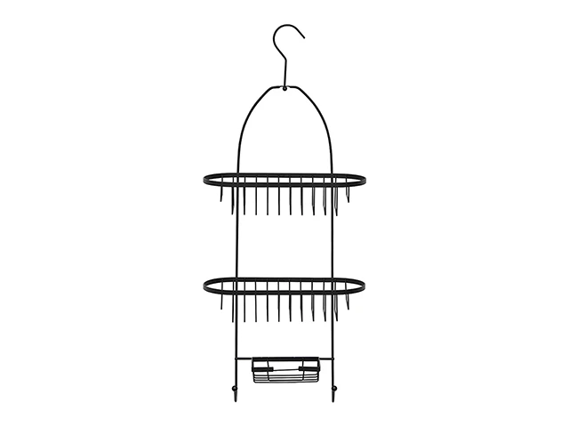 Raft portabil pe carlig cu 2 nivele oval Tendance 11X26X63cm, metal, negru