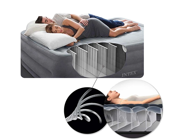Saltea gonflabila Velur Dura-Beam fiber-tech 152x203x33cm, pompa incorporata 220V, 67770