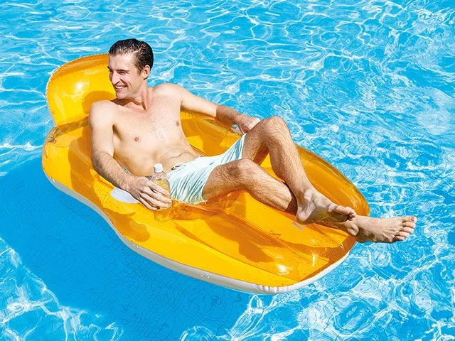 Șezlong gonflabil 163×104 cm cu mânere, până la 100 kg, 2 culori 56805