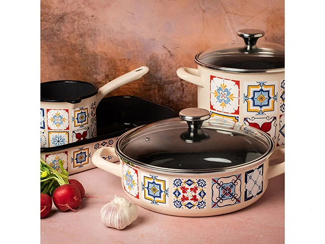 Cratita emailata Imperial 16cm, 1.9l, capac din sticla