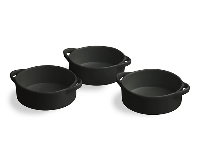 Set cocotte din ceramica Tognana Mignon 3buc, D10cm, negru