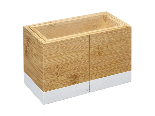 Uscator pentru tacamuri Five 18X10X12cm, bambus, alb