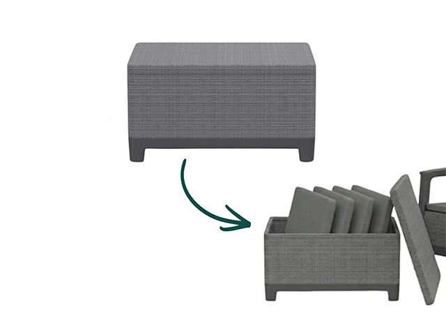 Set mobilier Scandi Linea 4 unitati: masa 51.6X74.7X40 cm, 2 fotoli 70.4X73X77.5 cm, canapea,  gri/grafit